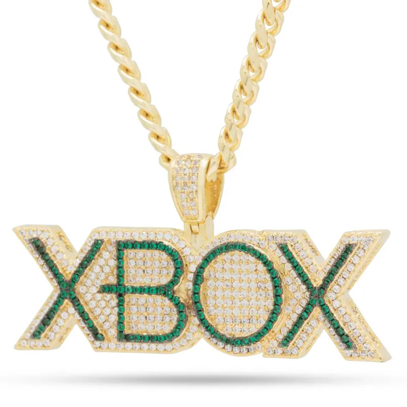 Emerald Green Xbox Logo Pendant Necklace by King Ice