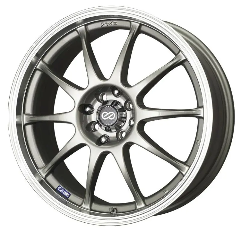 Enkei J10 18×7.5 Silver Alloy Wheel with Machined Lip — Dual 5×100/114.3 Fitment, 38mm Offset, 72.6mm Hub Bore