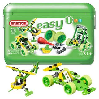 Erector Build & Play Easy Bucket – Entry-Level STEM Construction Set with Snap Parts
