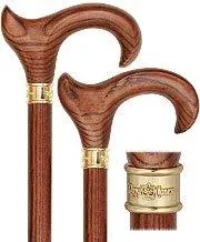 Espresso Ergonomic Cane – Ash Wood Shaft & Embossed Brass Collar – Discounted