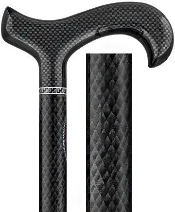 Extra-Tall Black Triple-Wound Carbon Fiber Derby Cane – Scratch & Dent Clearance (Model V1874)
