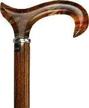 Faux Amber Derby Cane with Genuine Ovangkol Shaft and Silver Collar – Imperfect Clearance