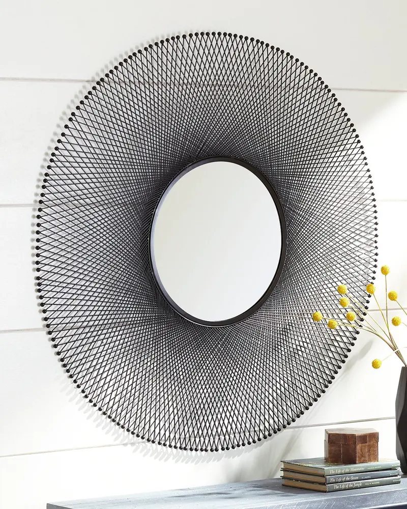 Ferriss Round Wall Mirror with Metallic Frame