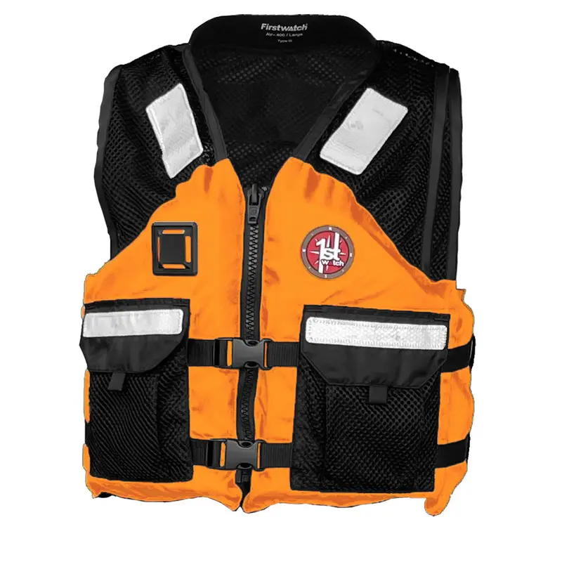 First Watch AV-5001 Hi-Visibility Mesh Crew Vest – Orange/Black, L/XL