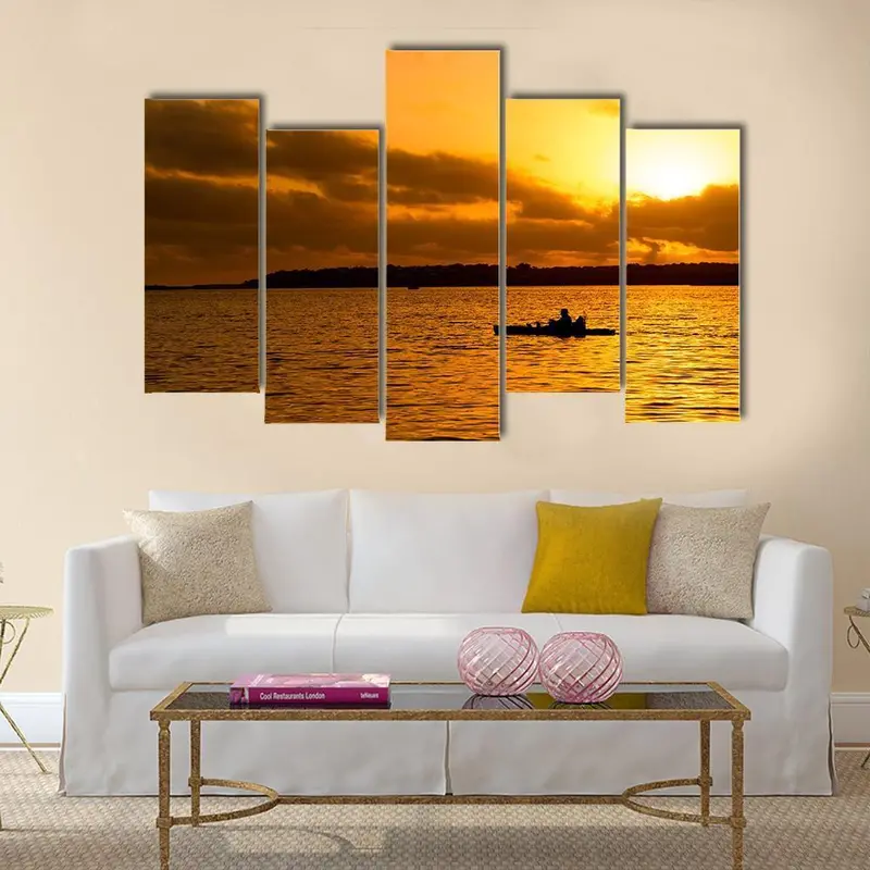 Fisherman Silhouette Canvas Art Print