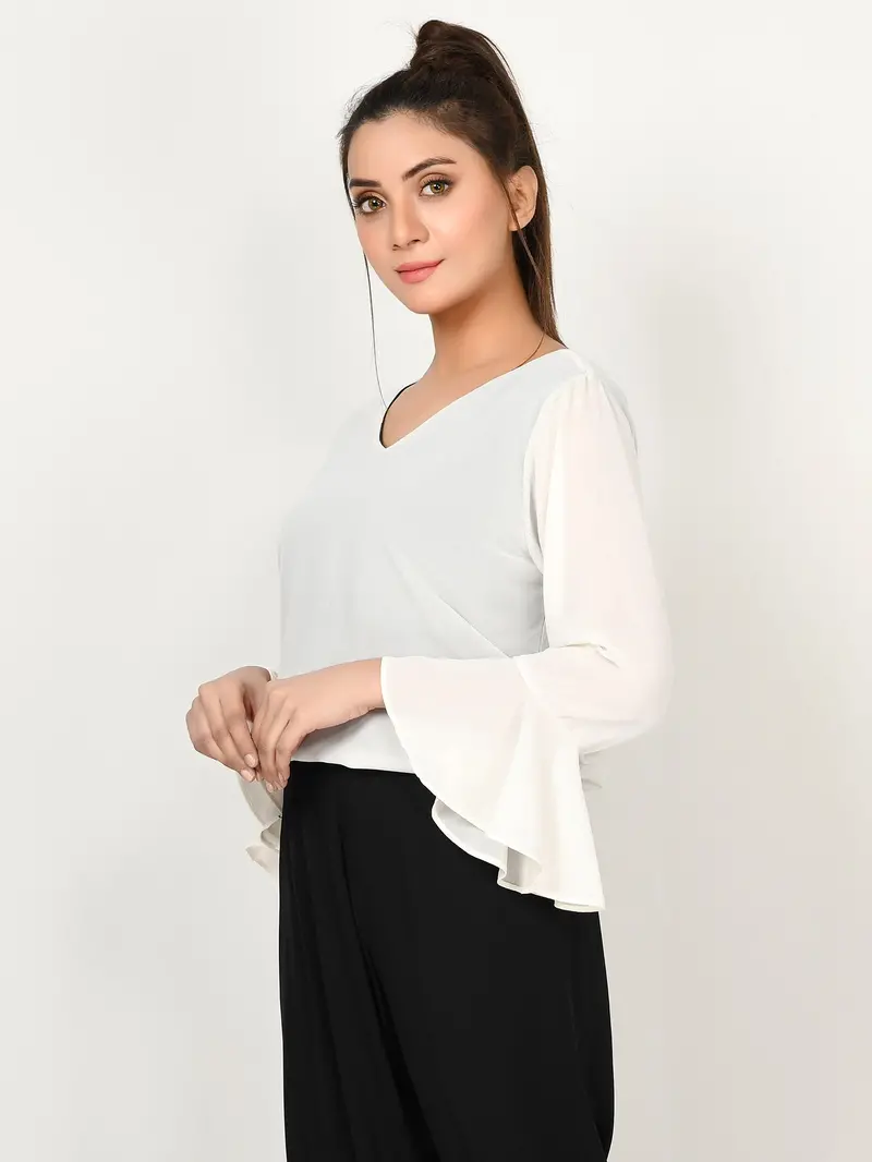 Flared-Sleeve Fashion Top
