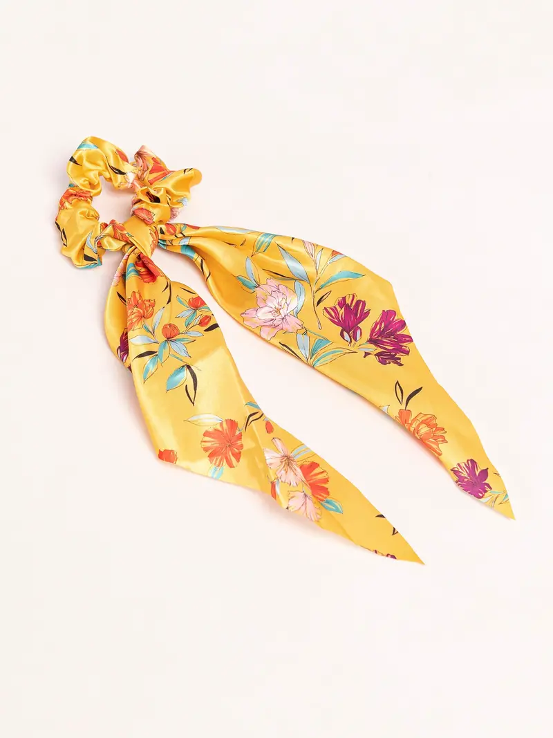 Floral Print Long-Tail Scrunchie
