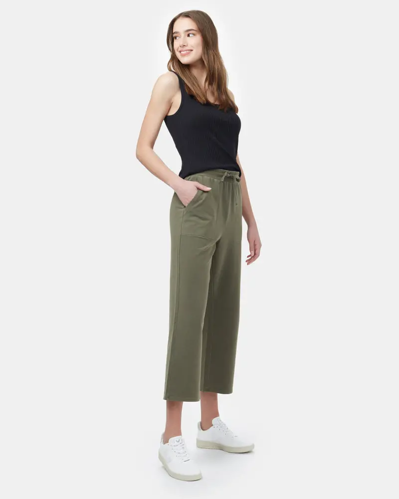 French Terry Cropped Wide-Leg Sweatpant