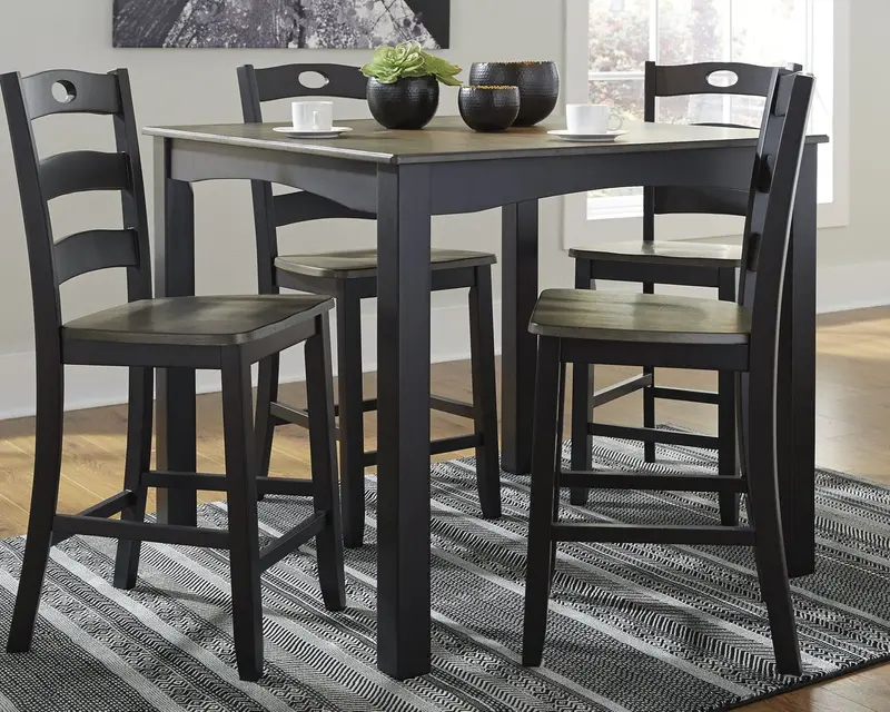Froshburg Counter-Height Dining Set – 5-Piece Table and Bar Stools