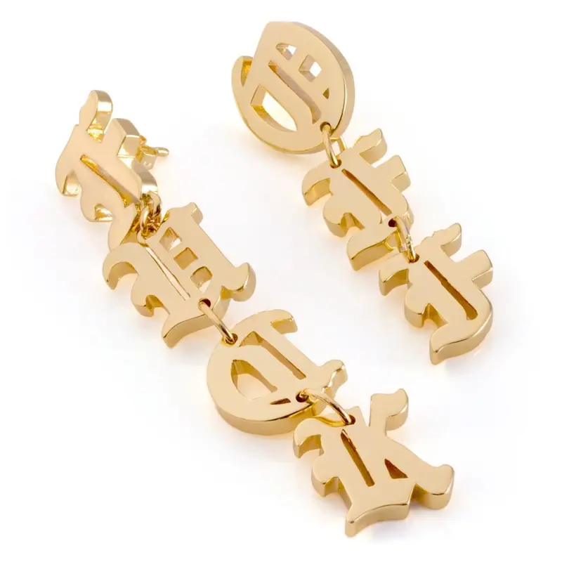 ‘Fuck Off’ Hanging Drop Earrings – Edgy Statement Hoop Alternative