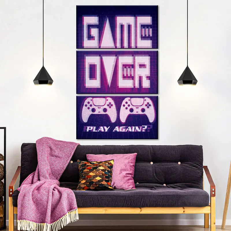 Game Over Play Again Retro Wall Art