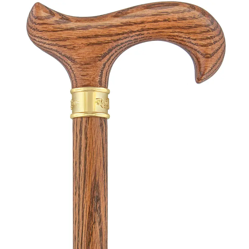 Genuine Oak Derby Walking Cane – Solid Oak Shaft & Embossed Brass Collar (Scratch & Dent)