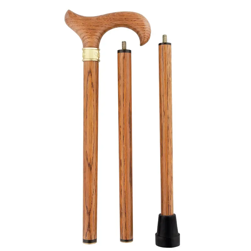Genuine Oak Three-Piece Derby Cane – Brass Embossed Collar (Scratch & Dent)