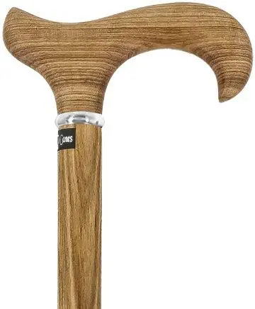 Genuine Zebrano Derby Walking Cane – Scratch & Dent, Exotic Hardwood Shaft with Silver Accented Collar (V1914)