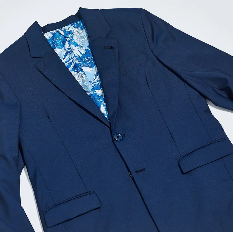 Georgie Navy Tweed Blazer – Minimalist Buttonhole Design