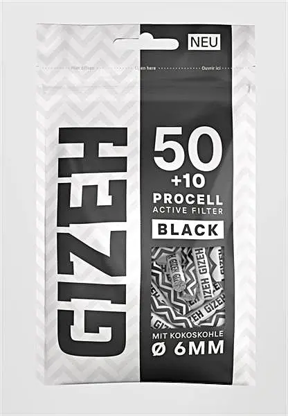 Gizeh ProCell Active Black Filter Tips – 6mm Standard Size
