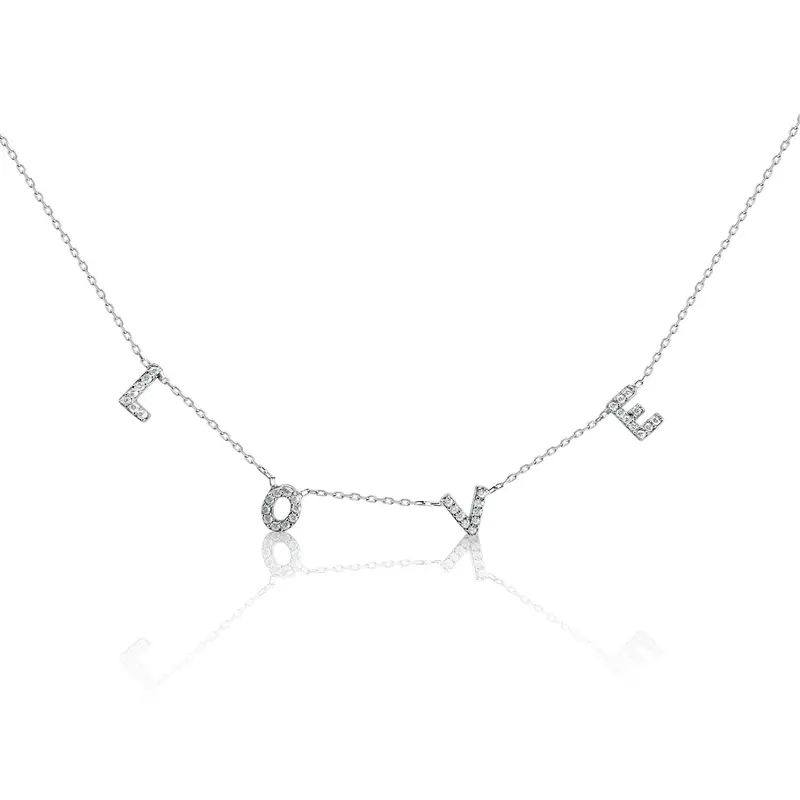 Glittering Love Letter Necklace with Crystal Embellishments