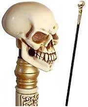 Gothic Skull-Top Ivory Scroll Cane – Discounted Scratch & Dent Decorative Walking Stick (Model V1910)