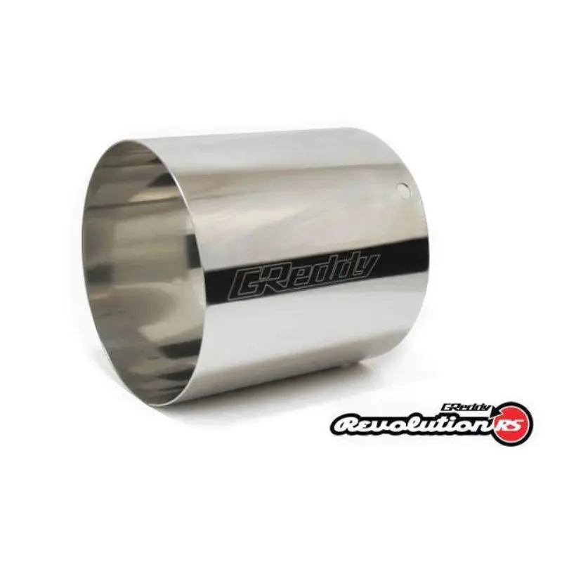 GReddy Stainless Steel Exhaust Tip – 115mm Diameter × 120mm Length, Fits 3″ Revolution RS Mufflers (GRE11001140)