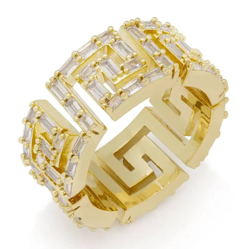 Greek Key Ring – Iced-Out Symbolic Band Ring