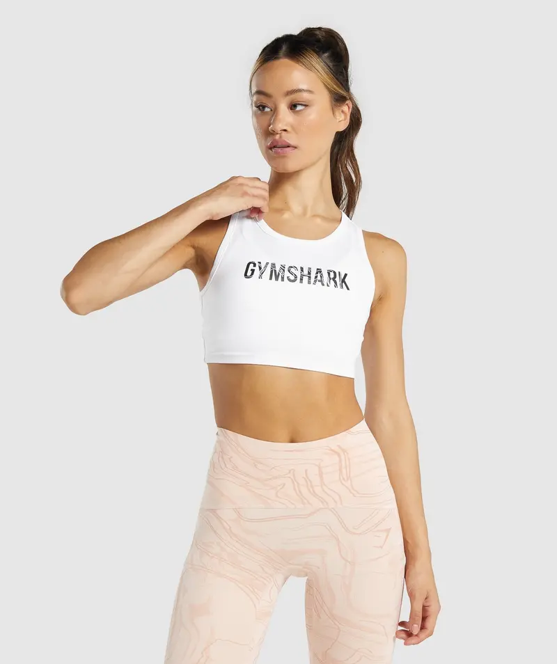 GS Power Cropped Fitness Top – Crisp White