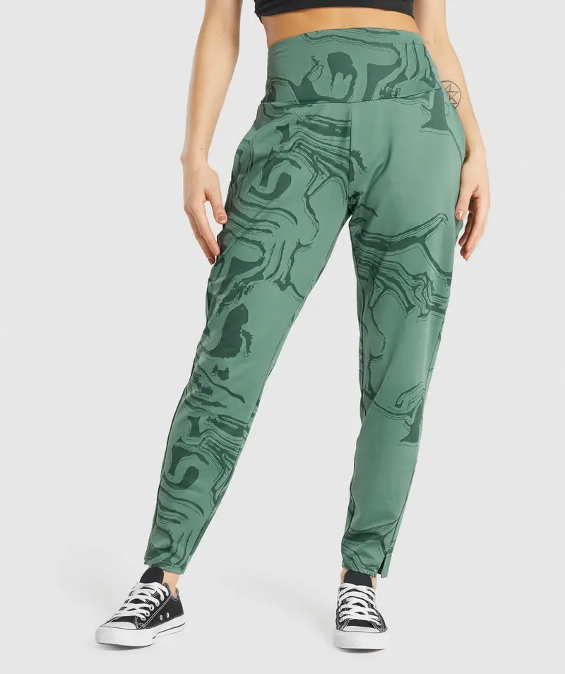GS Power Printed High-Waisted Bottoms – Emerald Green