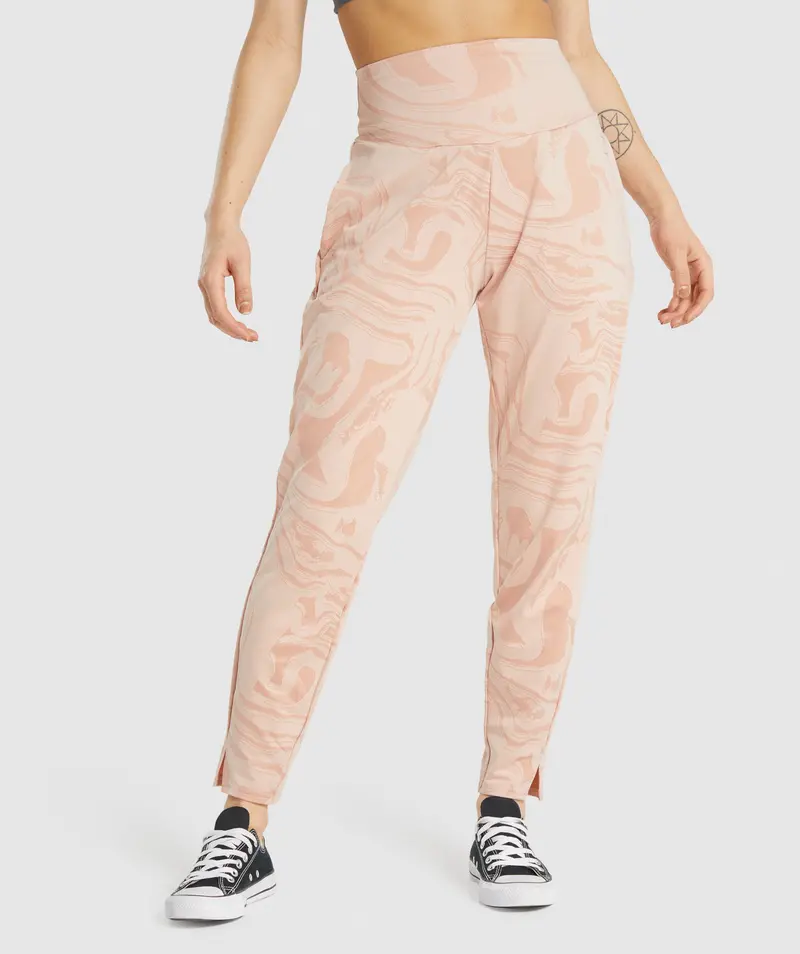 GS Power Printed High-Waisted Bottoms – Light Pink