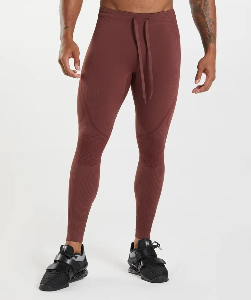 Gymshark 315 Seamless High-Waisted Tights – Cherry Brown & Athletic Maroon