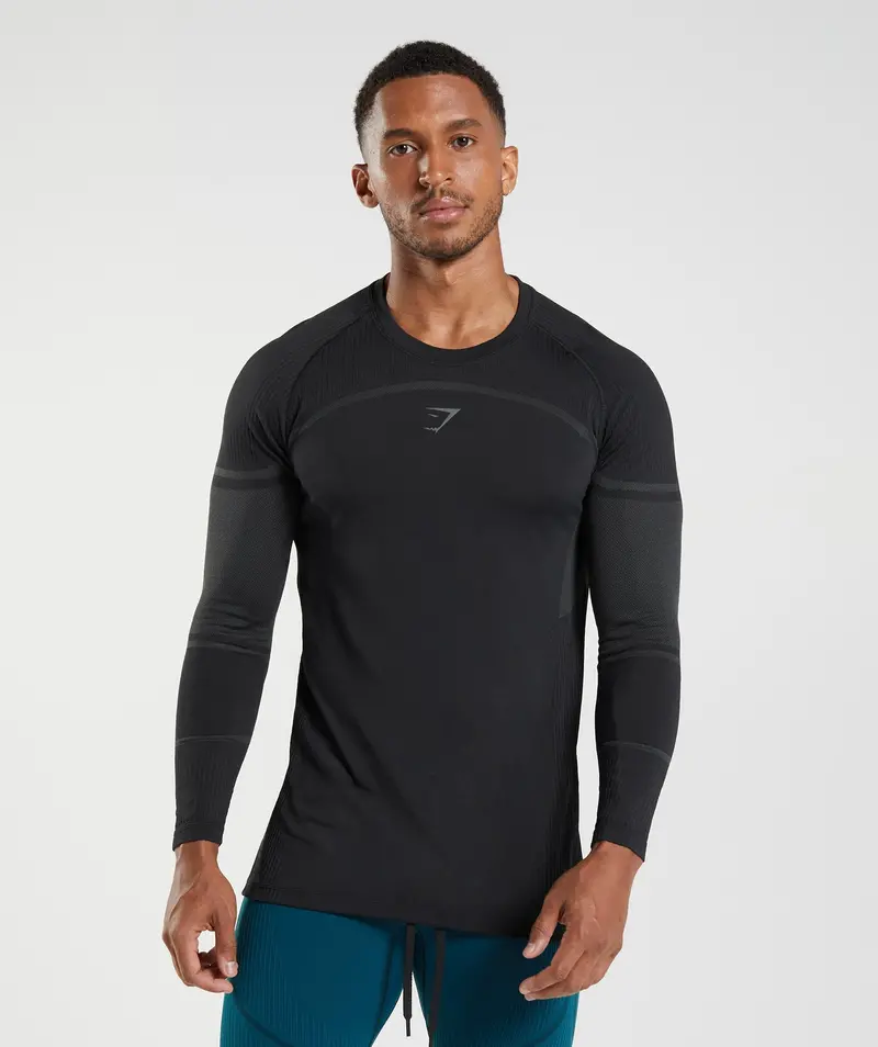Gymshark 315 Seamless Long Sleeve T-Shirt – True Black