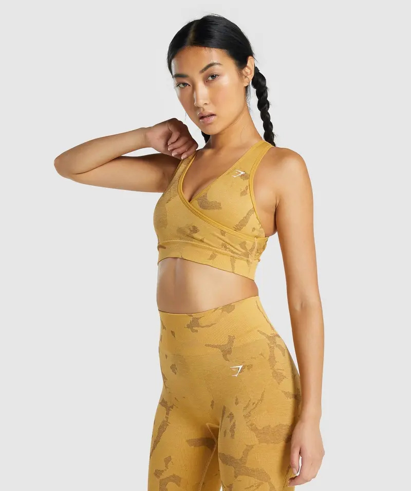 Gymshark Adapt Camo Seamless Sports Bra in Savanna & Yellow