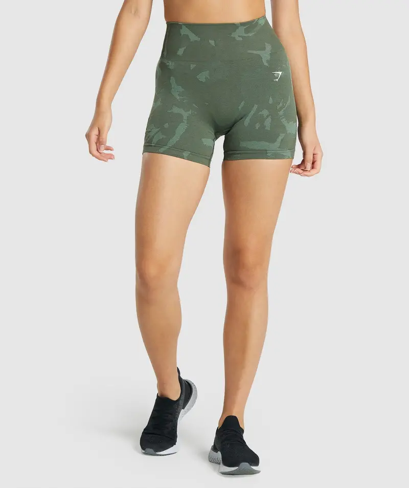 Gymshark Adapt Camo Seamless Training Shorts in Savanna & Green
