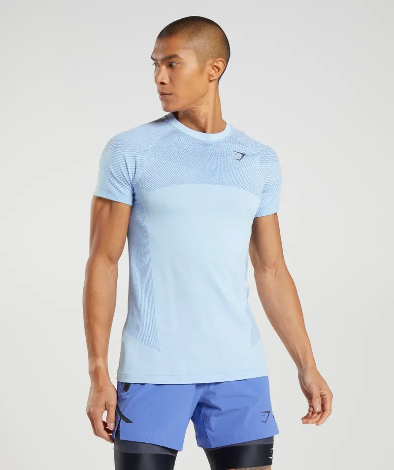 Gymshark Apex Seamless Crewneck T-Shirt – Linen Blue & Court Blue