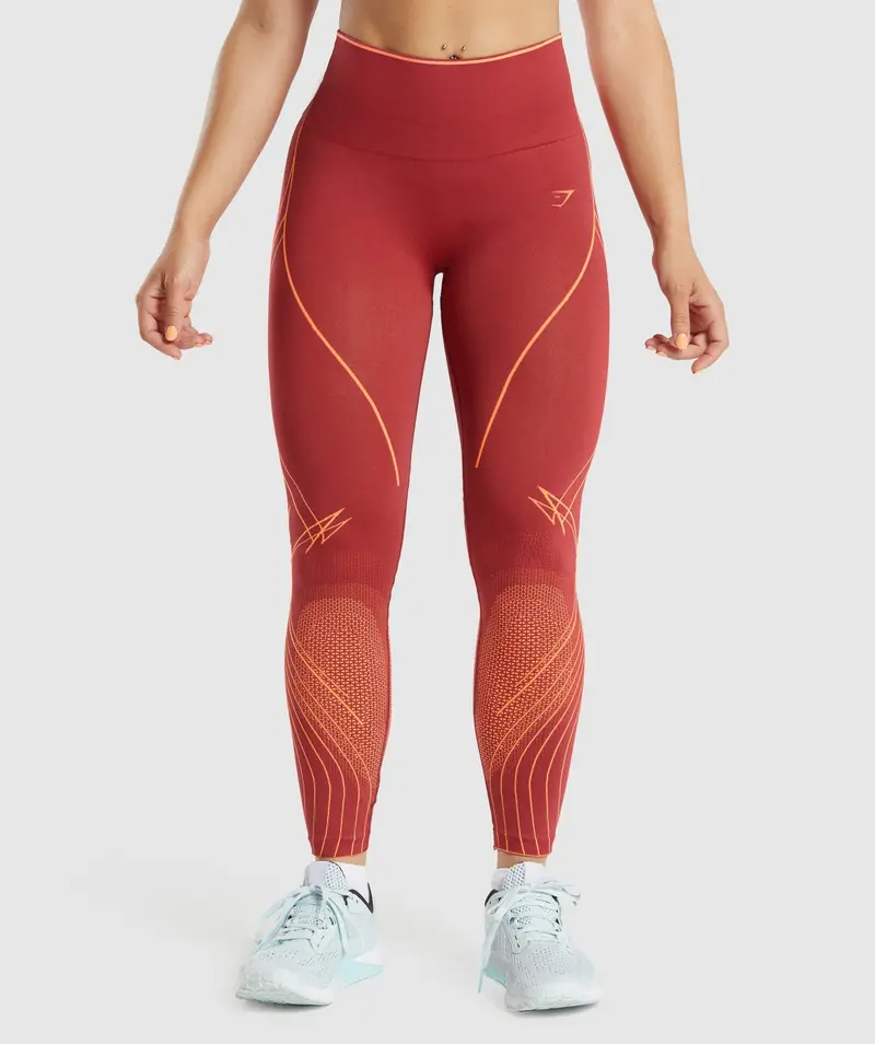 Gymshark Apex Seamless High-Rise Leggings in Burgundy