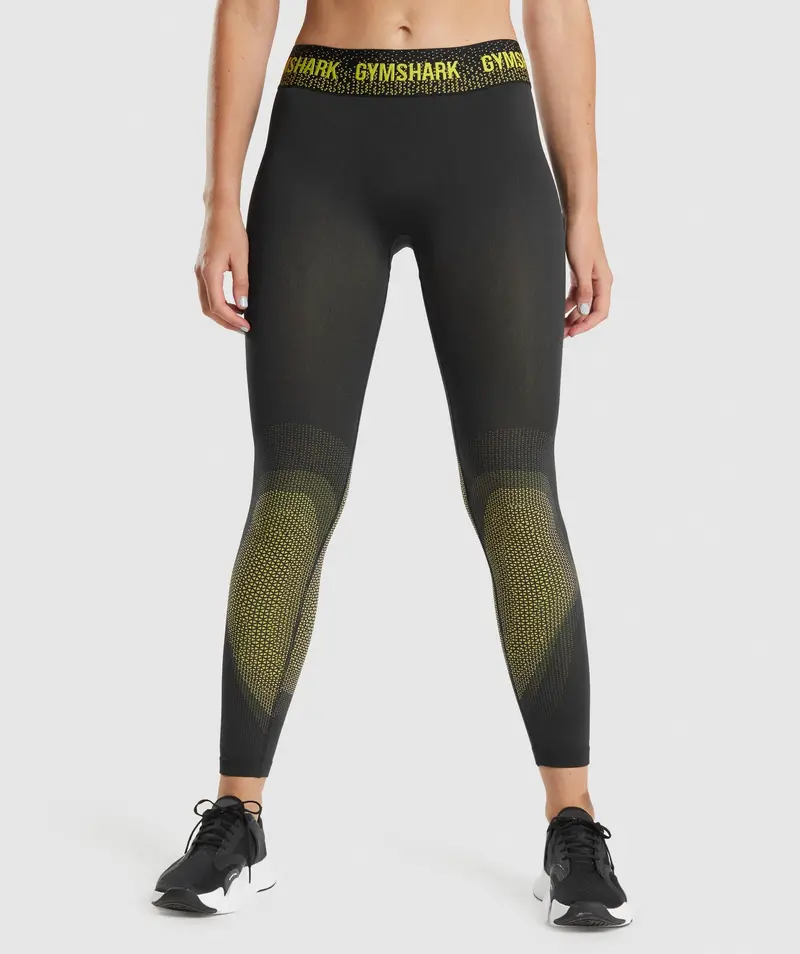 Gymshark Apex Seamless Low-Rise Leggings in Black & Yellow