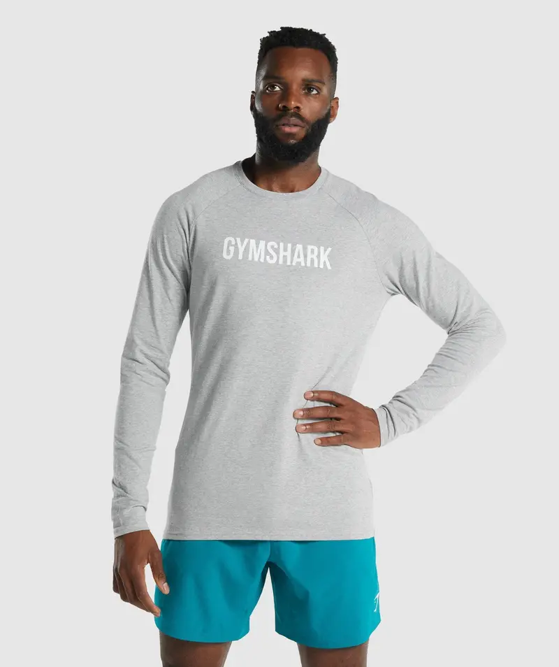 Gymshark Apollo Extended Fit Long Sleeve T-Shirt in Heather Grey Marl