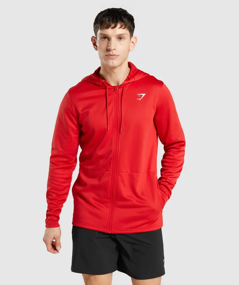 Gymshark Arrival Hoodie with Full-Zip Closure – Bold Red