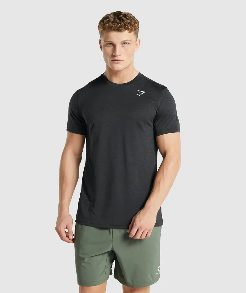 Gymshark Arrival Marl Cotton T-Shirt in Black Marled Finish
