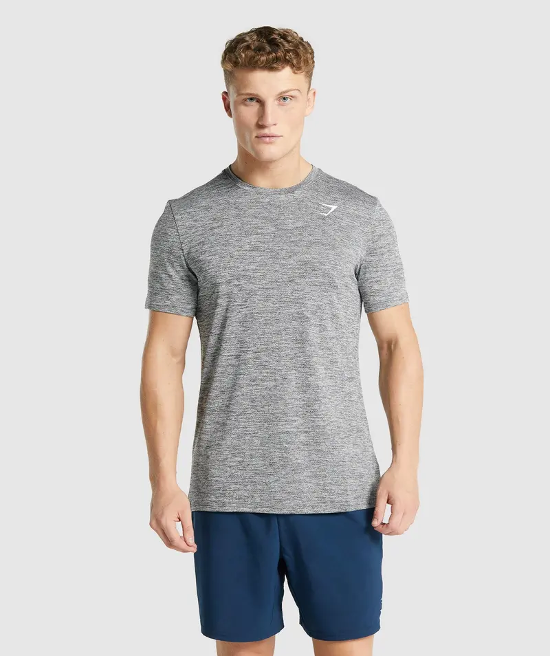 Gymshark Arrival Marl Cotton T-Shirt in Charcoal Marled Finish