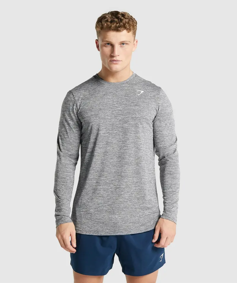 Gymshark Arrival Marl Long Sleeve Tee – Charcoal Marled Texture