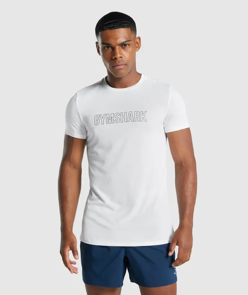 Gymshark Arrival Printed T-Shirt – Crisp White