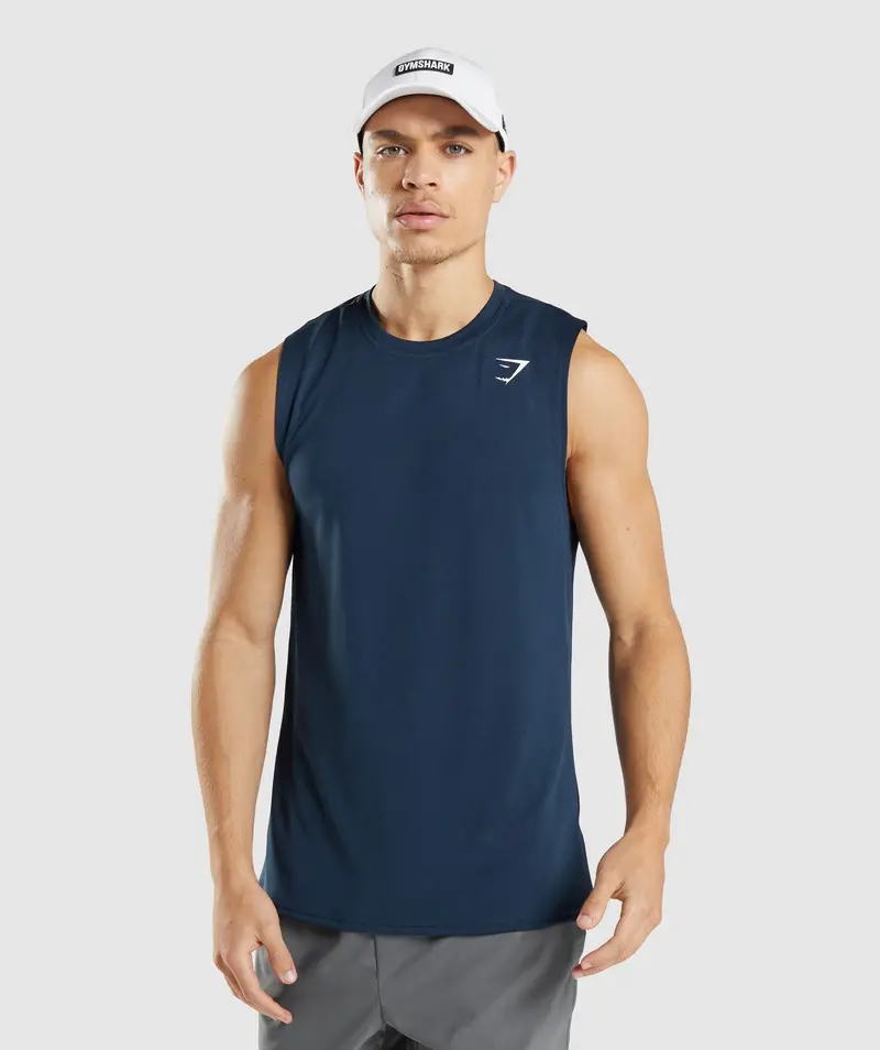 Gymshark Arrival Sleeveless Tee in Navy