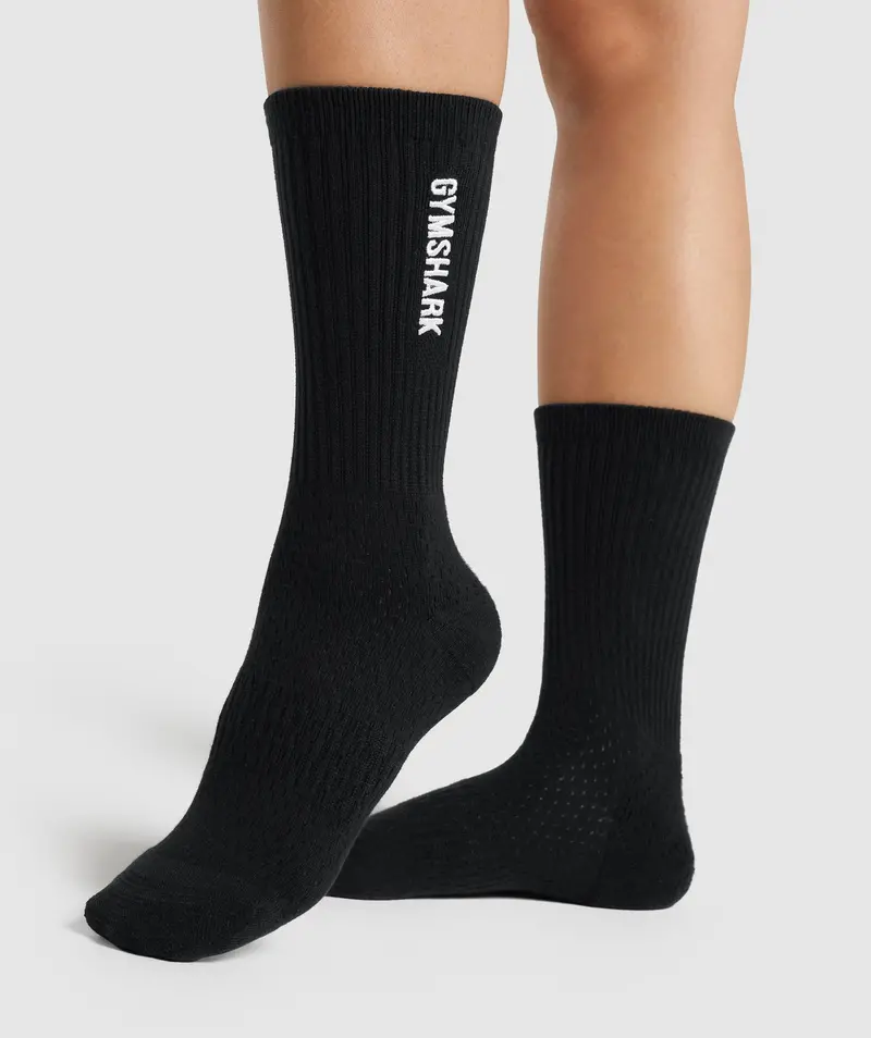 Gymshark Black Embroidered Logo Training Socks