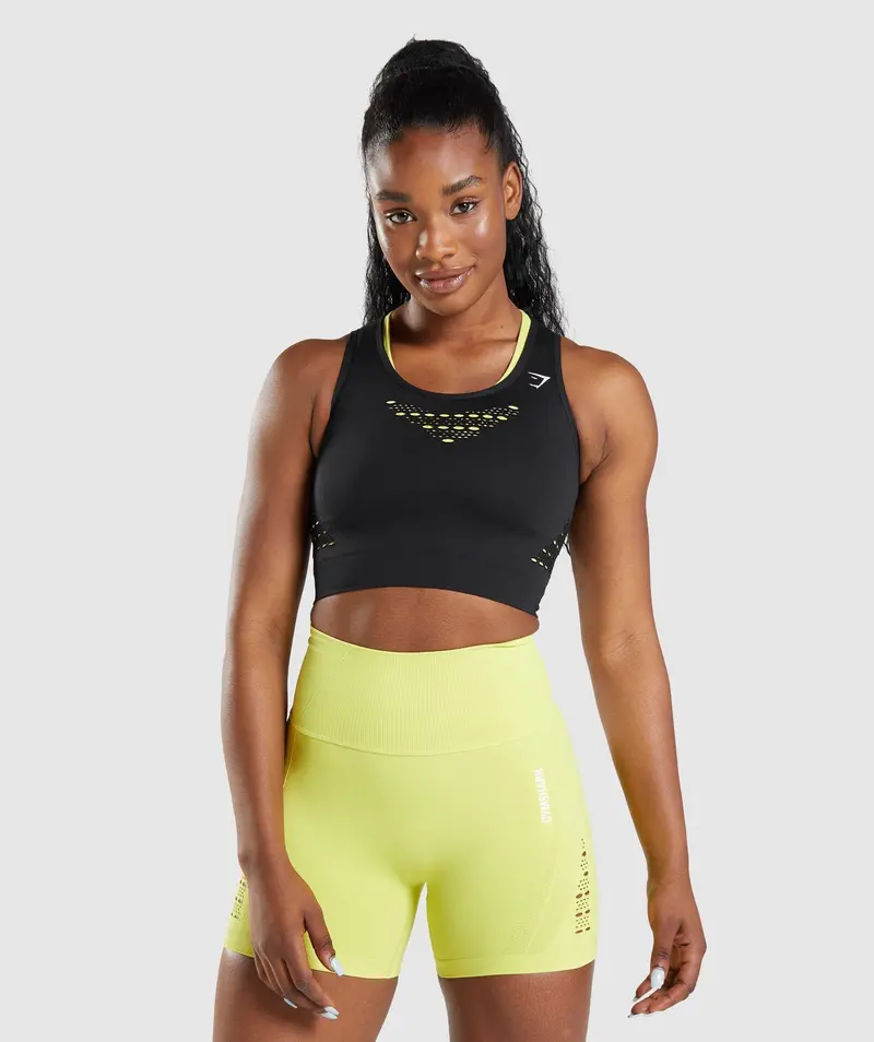 Gymshark Black Energy Seamless Crop Top – Lightweight & Stretchy