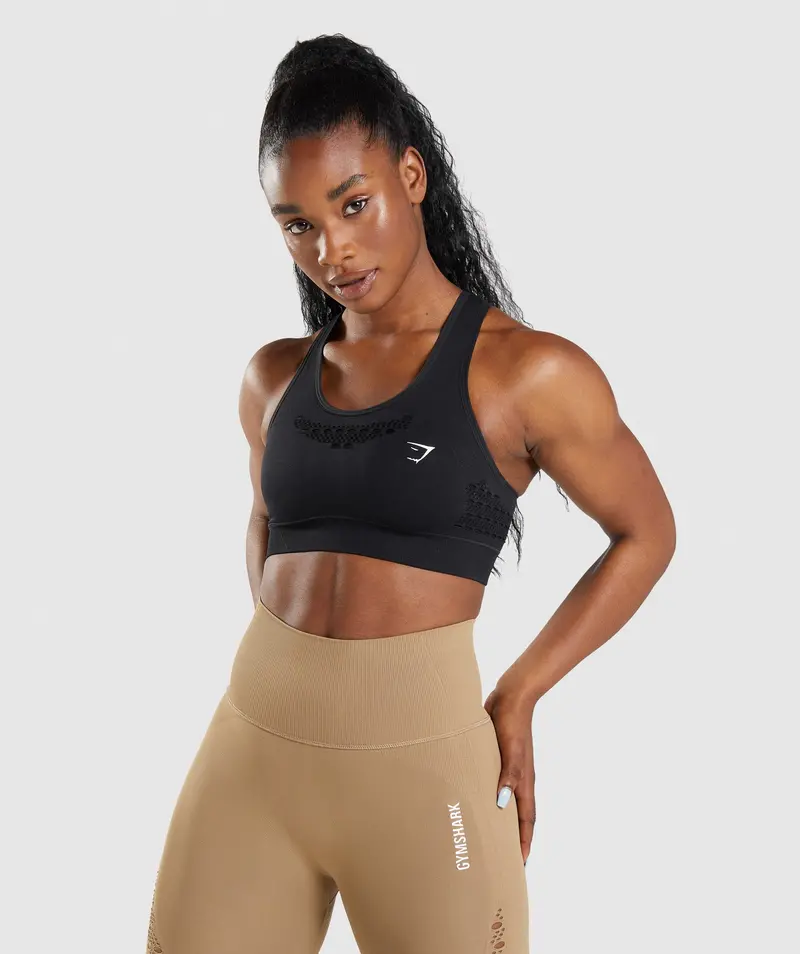 Gymshark Black Energy Seamless Low-Impact Sports Bra
