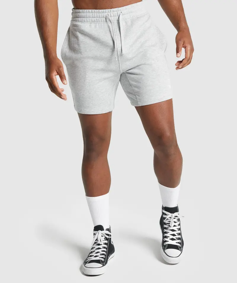 Gymshark Crest Athletic Shorts in Light Grey Marl