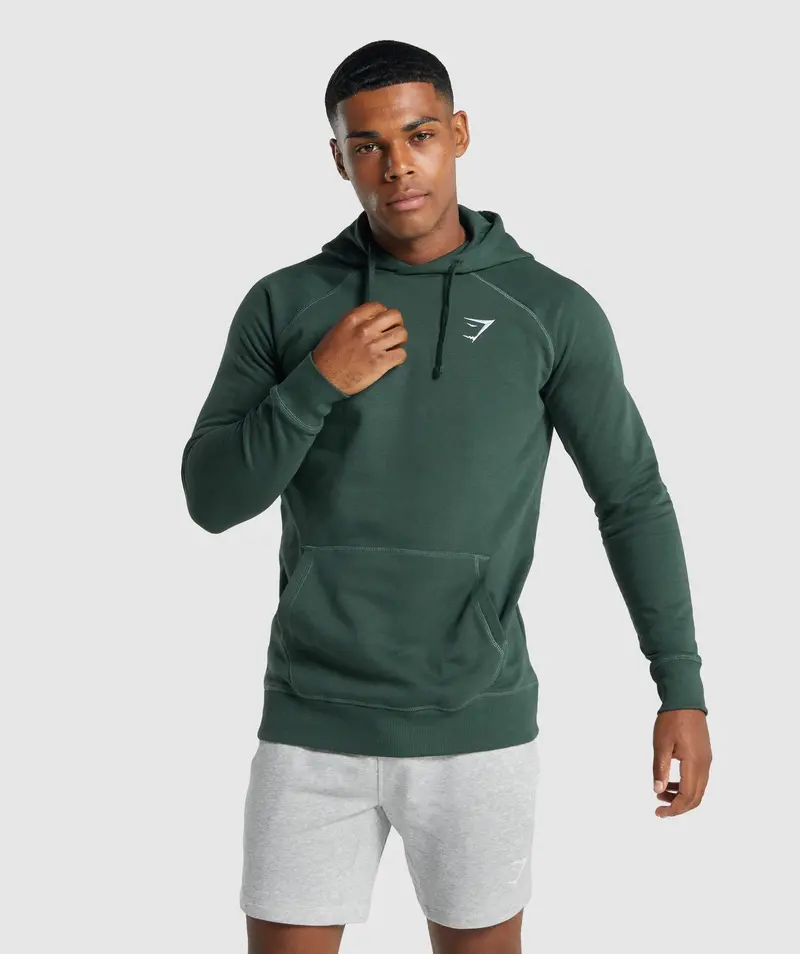 Gymshark Crest Pullover Hoodie in Dark Green