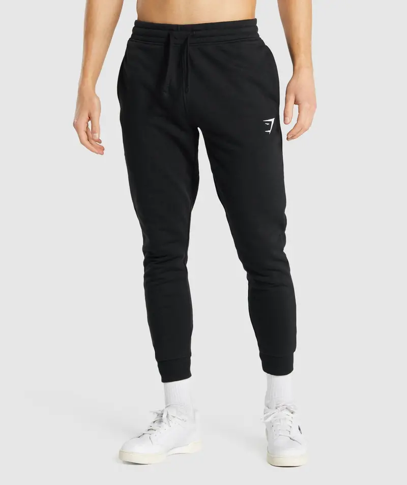Gymshark Crest Signature Logo Joggers – Black