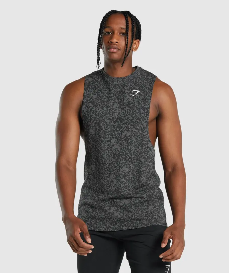 Gymshark Critical 2.0 Drop Arm Tank in Charcoal Print