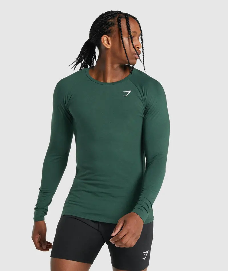Gymshark Critical 2.0 Long-Sleeve Performance Tee in Emerald Green