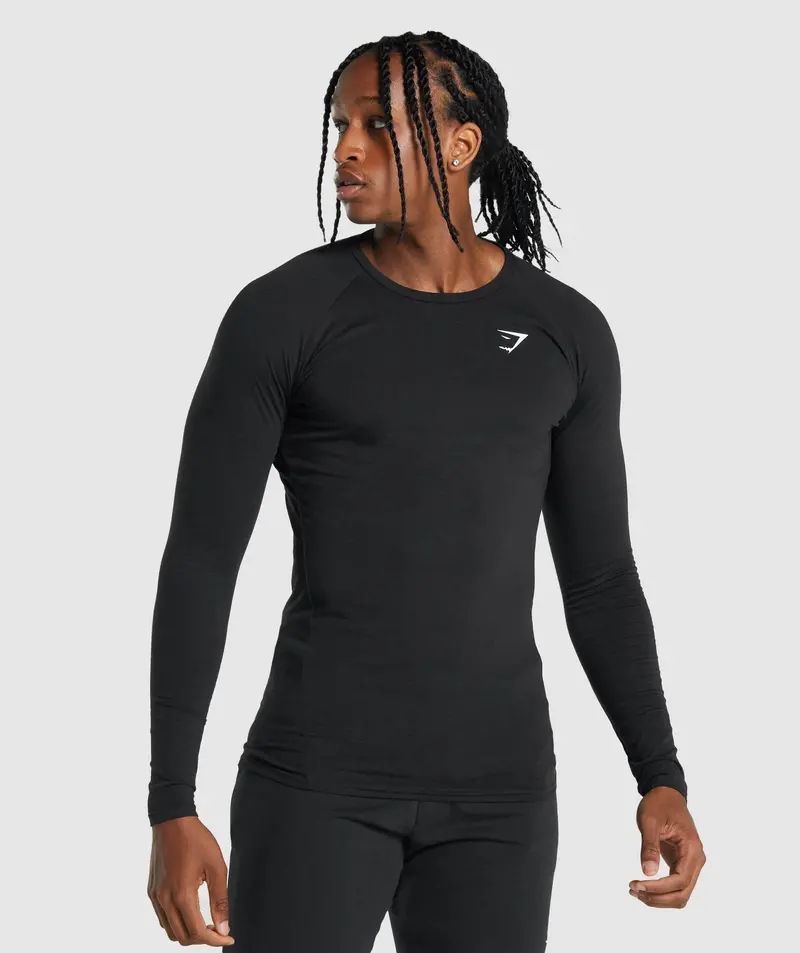 Gymshark Critical 2.0 Long-Sleeve Performance Tee in Jet Black